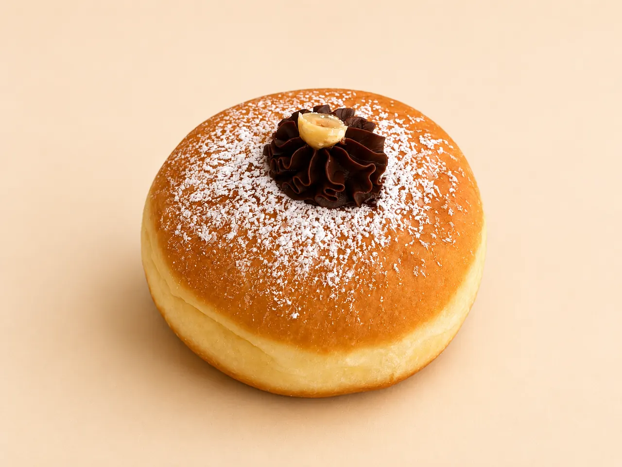 Nutella Bomboloni, a generous nutella core, filled to order. pull it apart and it oozes.